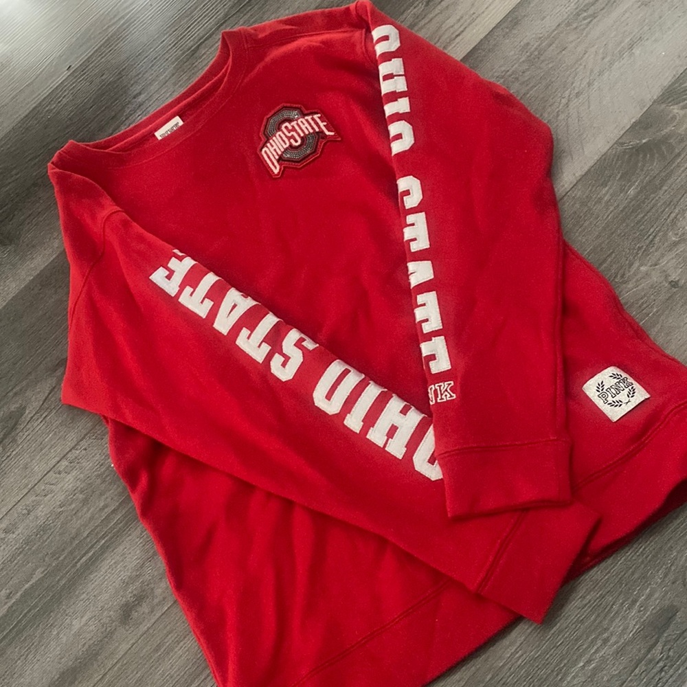 PINK BLING OHIO STATE crew neck